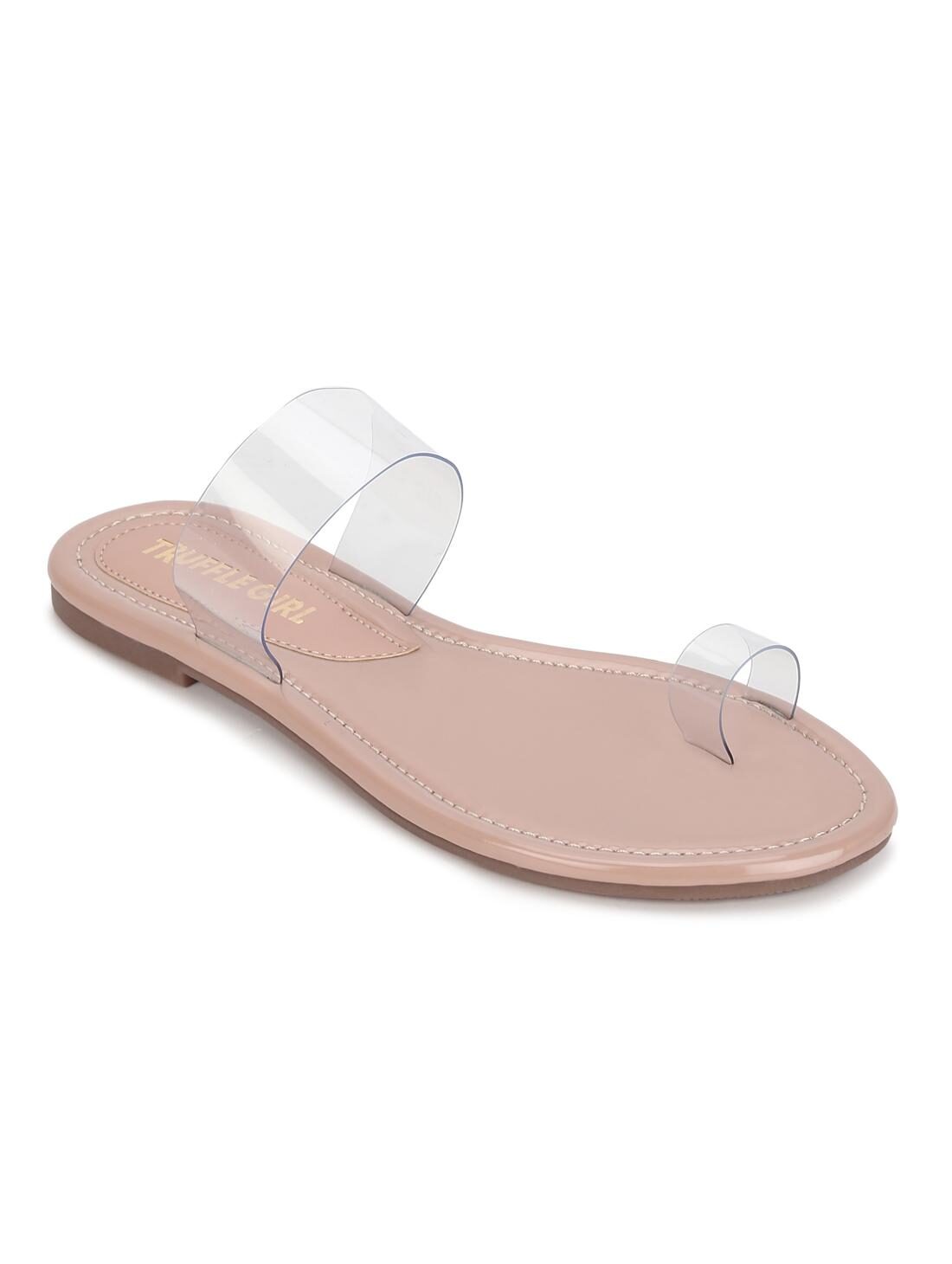 

Truffle Collection Beigh Perspex PU Slip on Flat Sandals