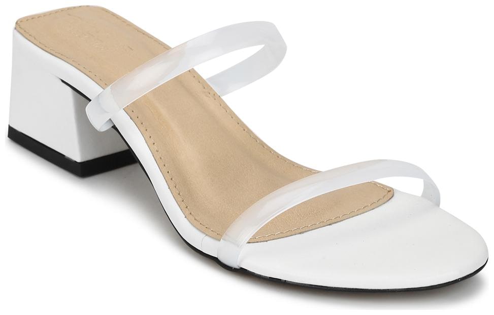 

Truffle Collection White PU Slip On Low Heel Mules