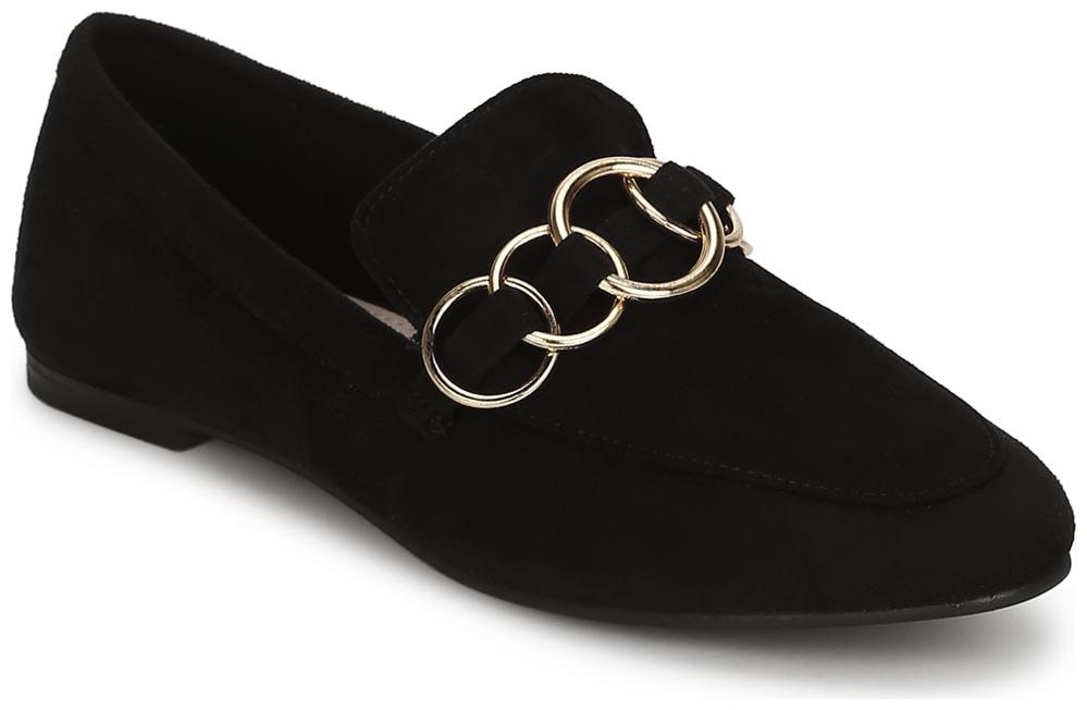 

Truffle Collection Black Micro Golden Chain Loafer