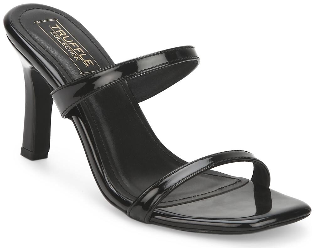 

Truffle Collection Black Patent Slim Strap High Heel Mules