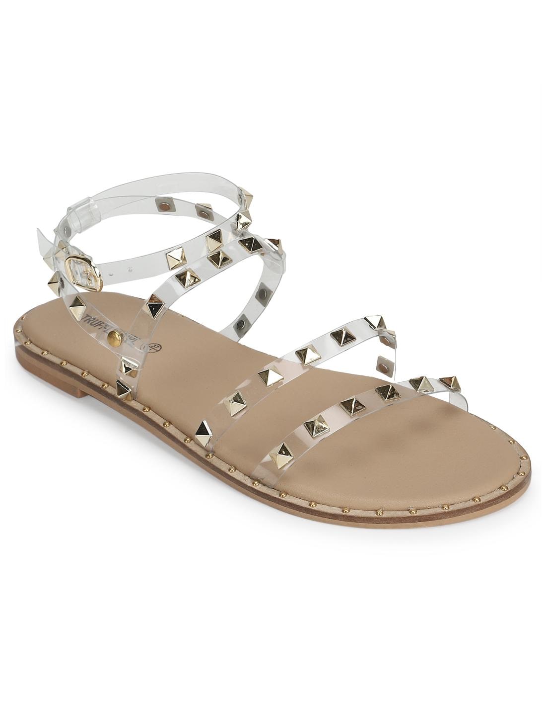 

Truffle Collection Clear PU Studded Flat Sandals