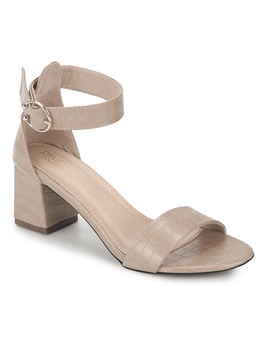

Truffle Collection Beige PU Sandals With Ankle Strap