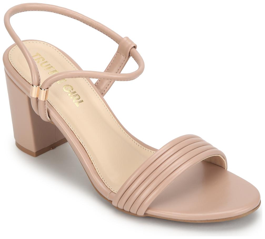 

Truffle Collection Nude PU Sandals With Slip On Straps