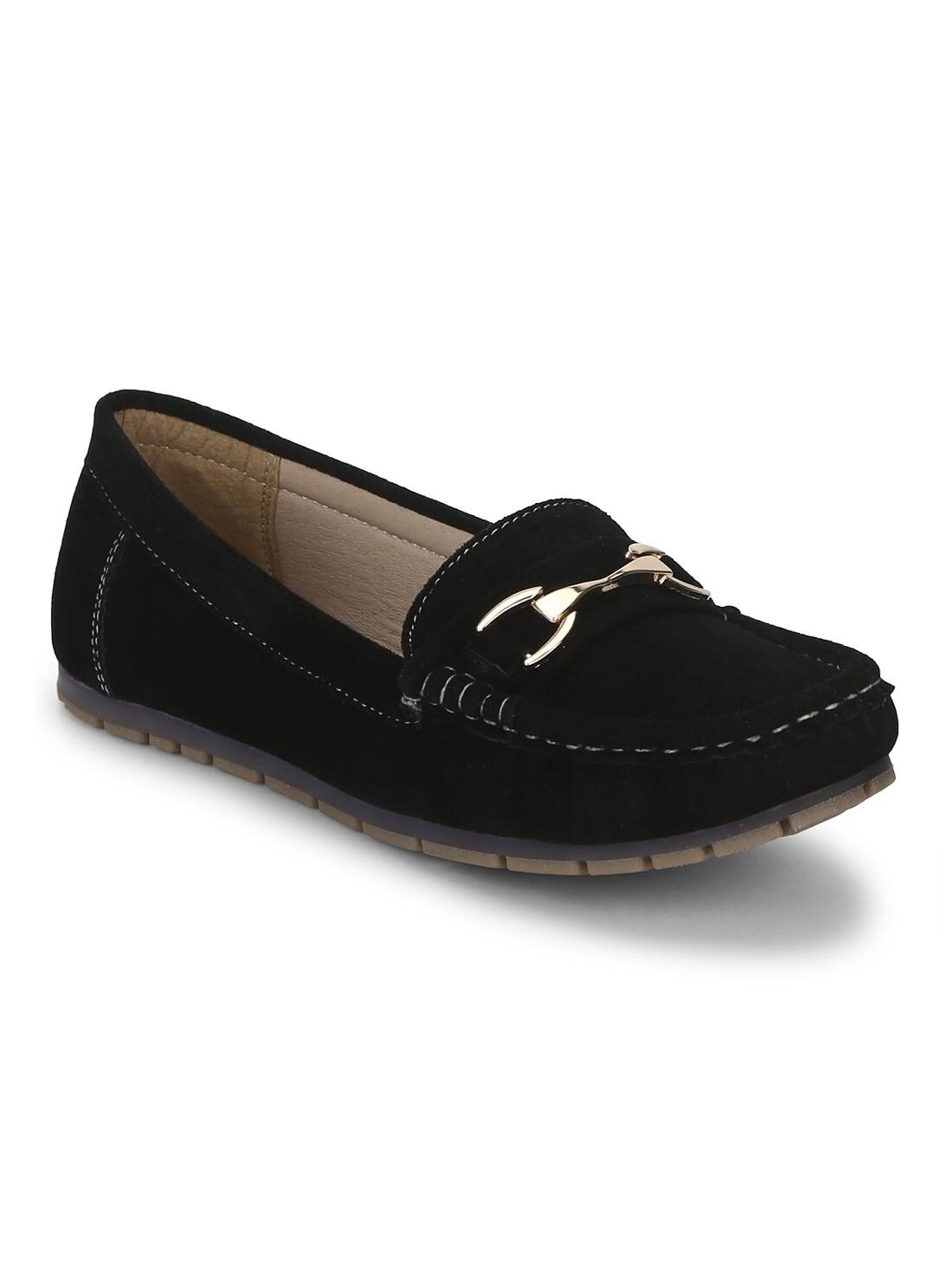 

Truffle Collection Black Micro Loafers With Chain
