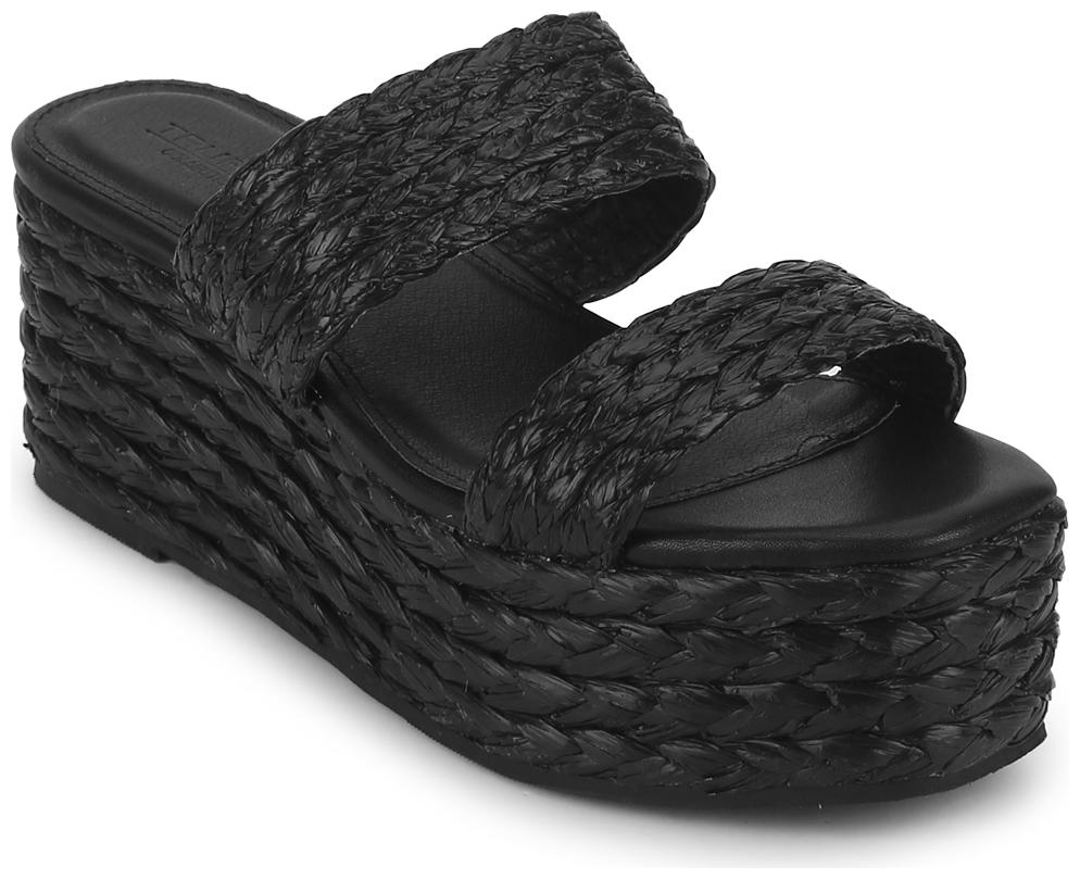 

Truffle Collection Black Woven PU Wedges