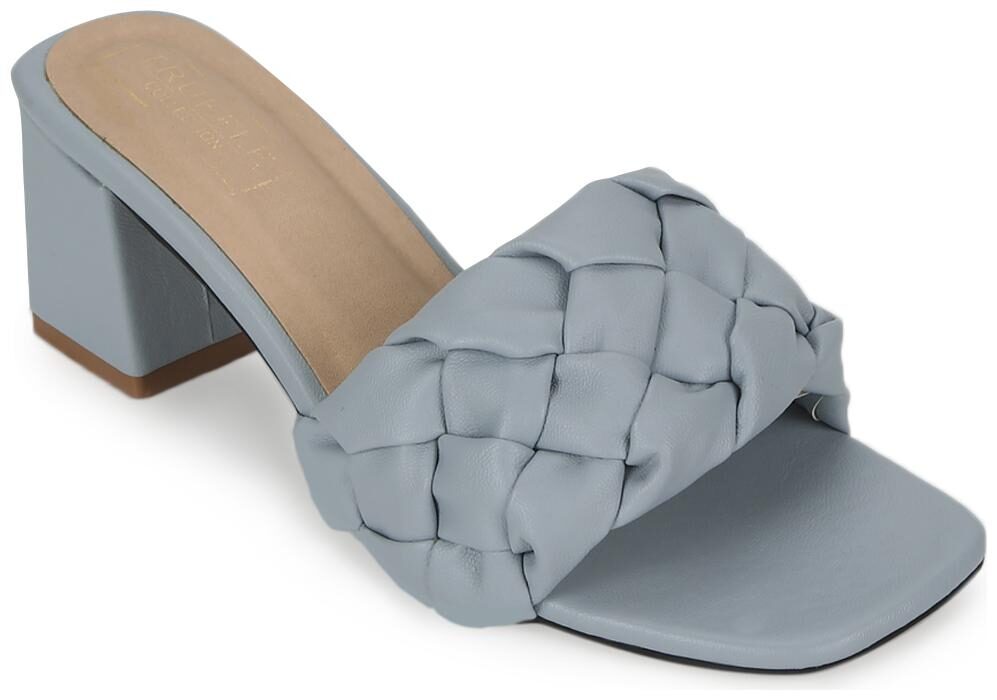 

Truffle Collection Grey PU Mules With Block Heels