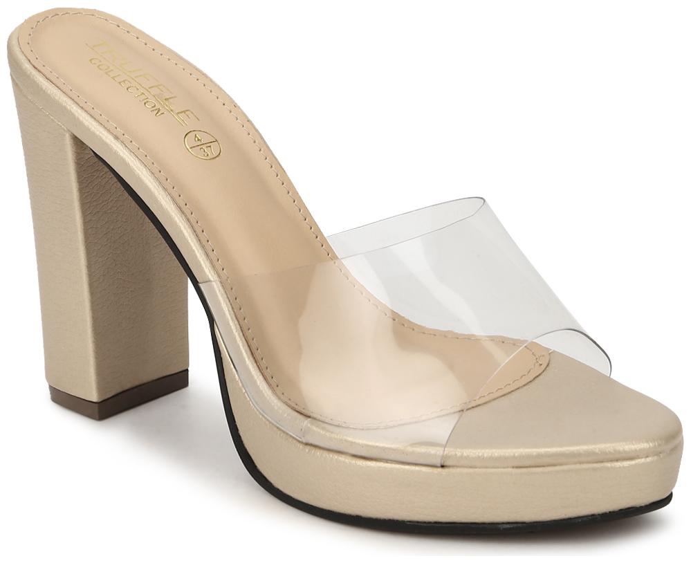 

Truffle Collection Gold Perspex PU Block Heel Mules