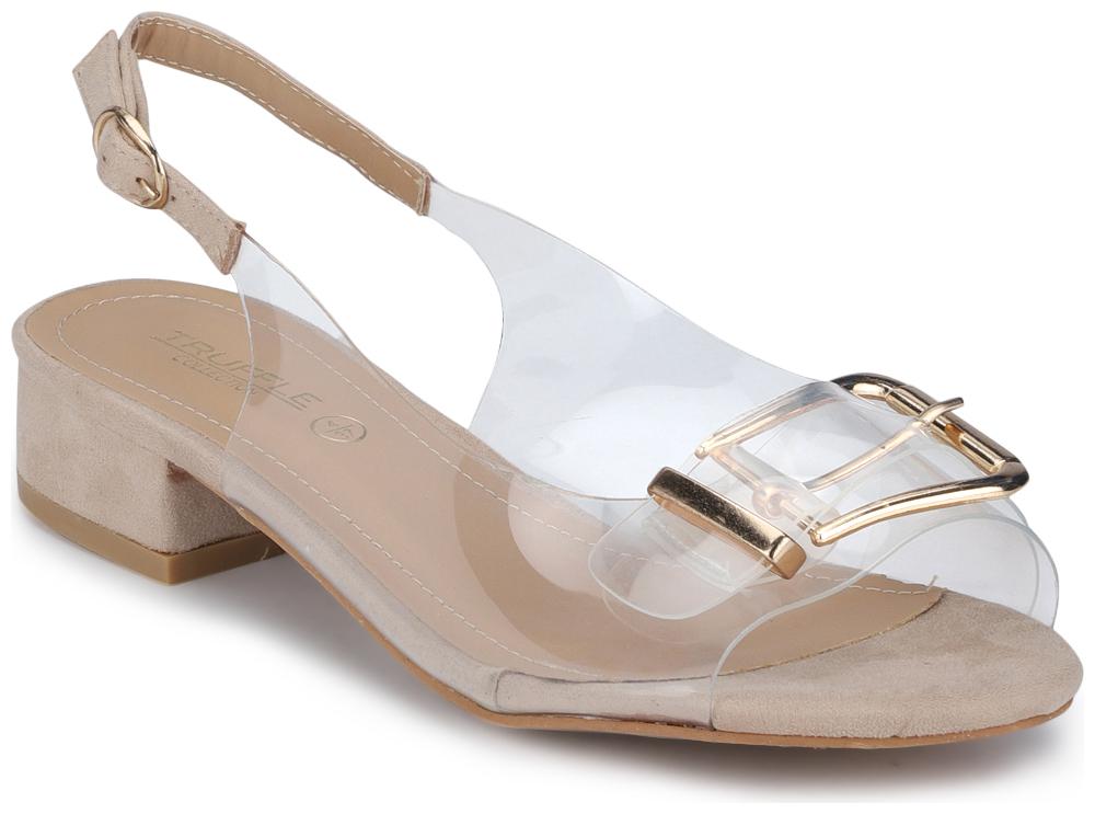 

Truffle Collection Transprent Brown Block Sandals For Women
