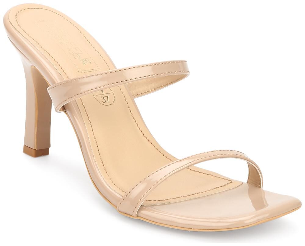 

Truffle Collection Beige Patent Slim Strap High Heel Mules