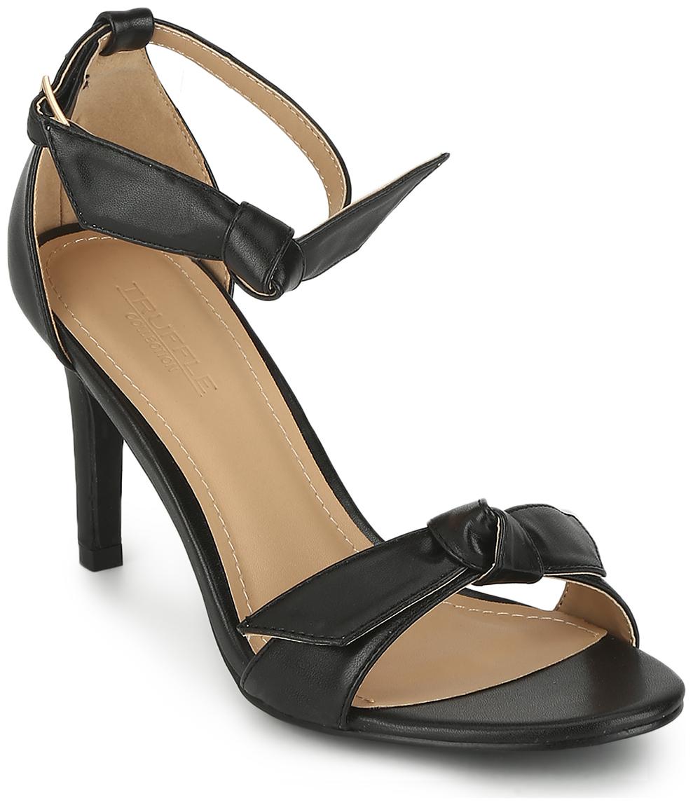 

Truffle Collection Black Bow Ankle Strap Stiletto Heels
