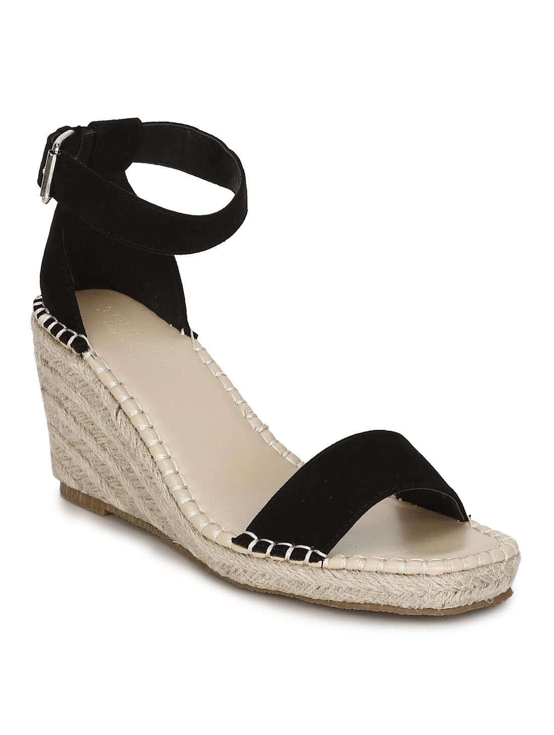 

Truffle Collection Black Micro Straped Jute Wedges