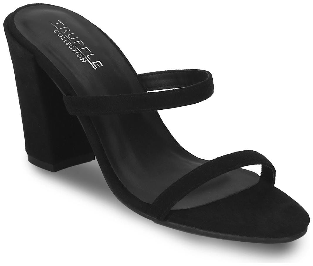 

Truffle Collection Black Micro Block Heel Slip On Mules