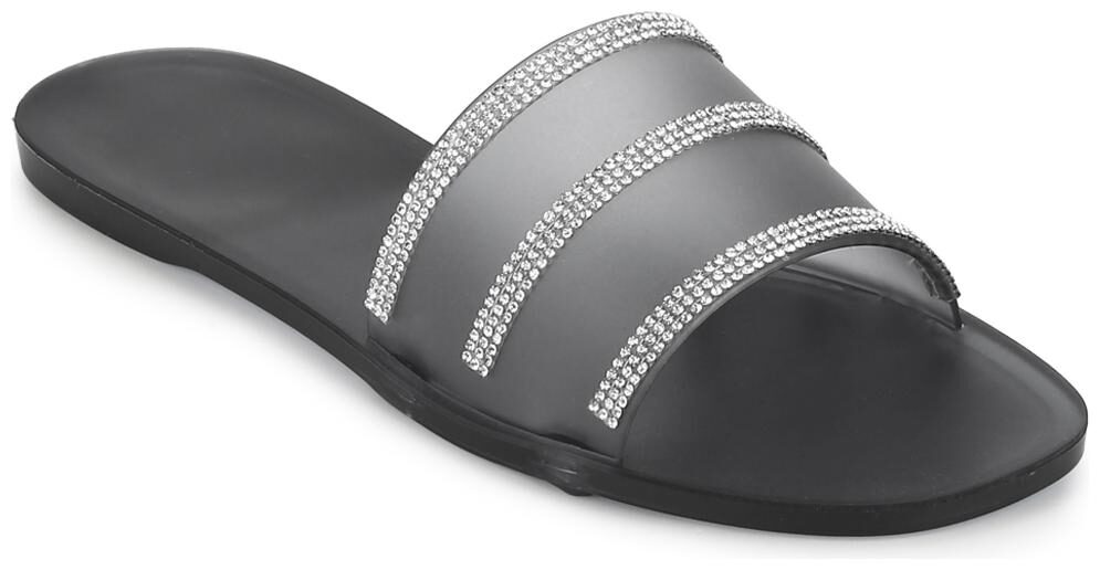

Truffle Collection Black PVC Diamante Slip On Flats