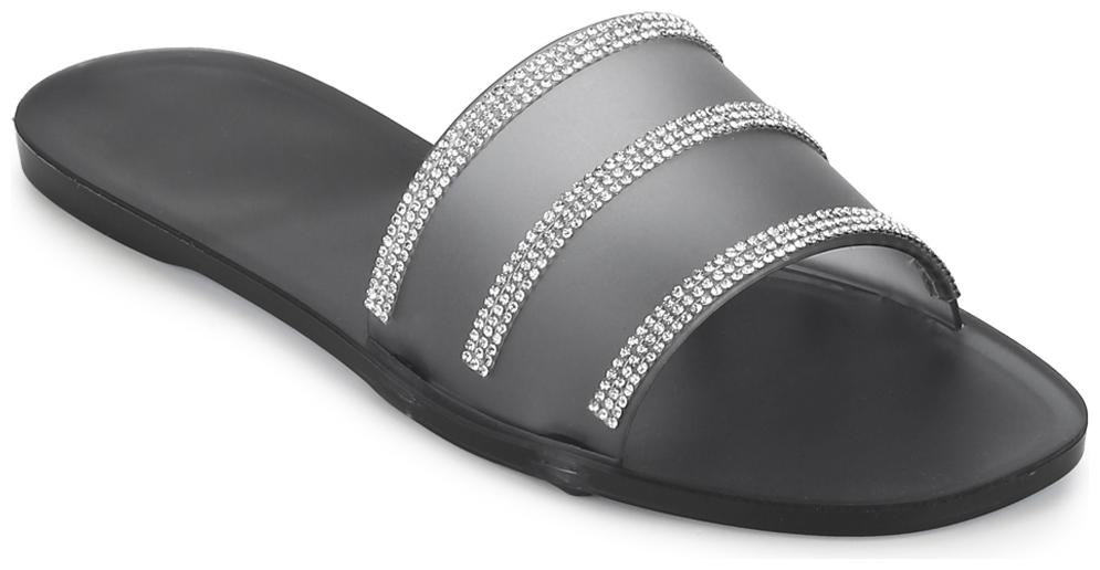 

Truffle Collection Black PVC Diamante Slip On Flats