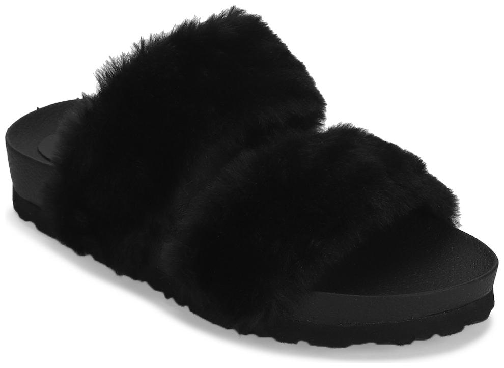 

Truffle Collection Black Furry Slip Ons