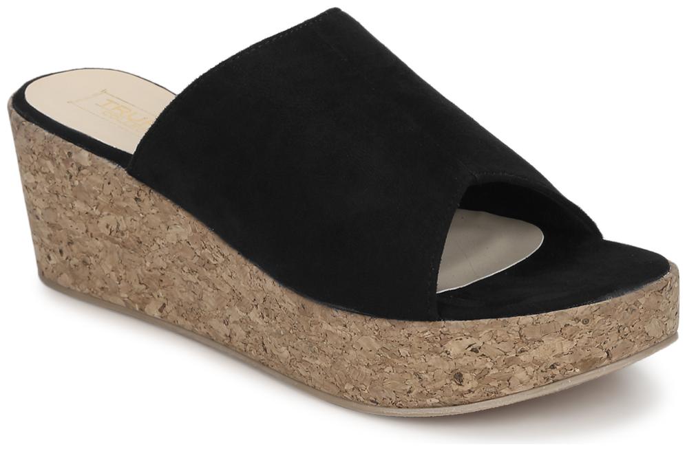 

Truffle Collection Black Micro Slip On Wedges