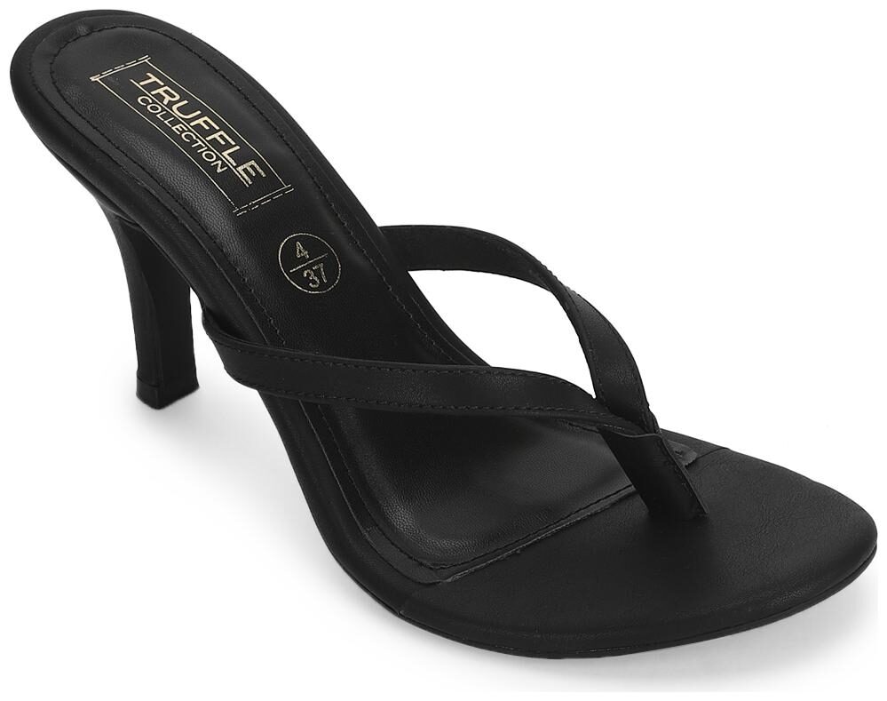 

Truffle Collection Black Satin Slip On High Heel Mules