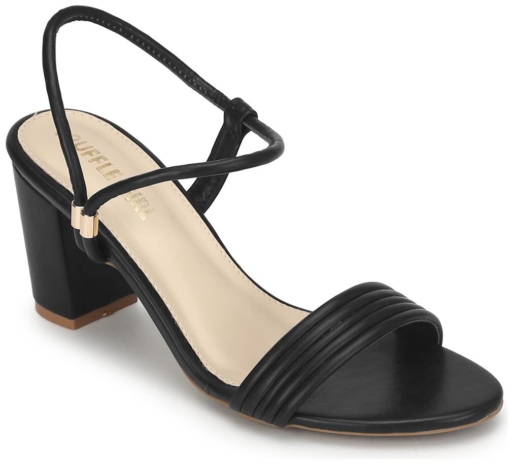 

Truffle Collection Black PU Sandals With Slip On Straps