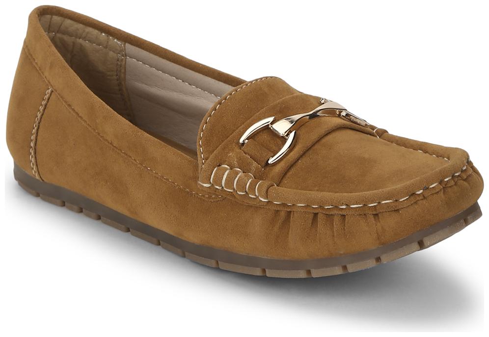 

Truffle Collection Tan Micro Loafers With Chain