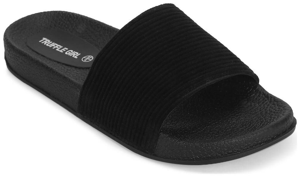 

Truffle Collection Black Corduroy Slip Ons