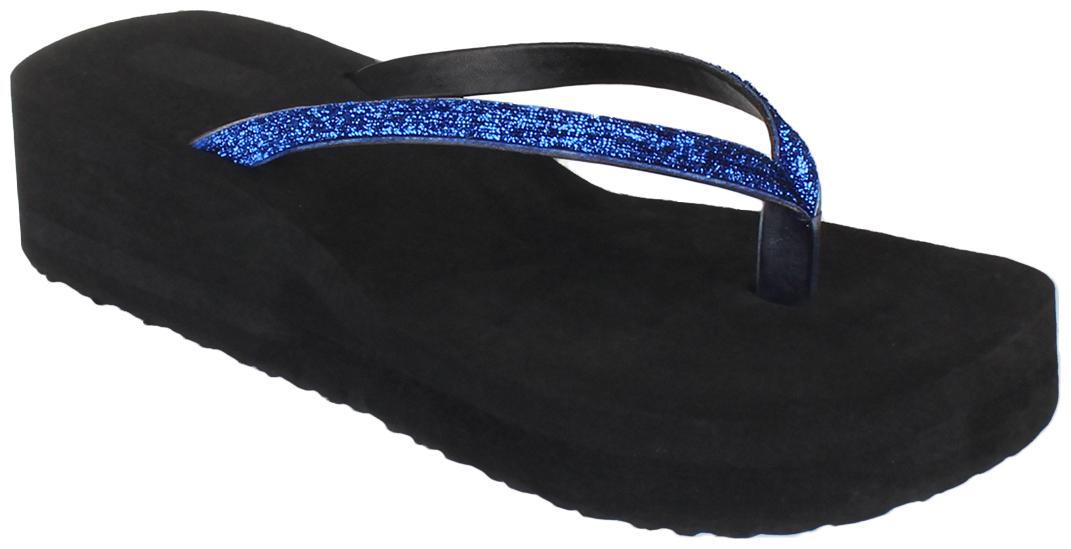 

tryfeet Blue Synthetic Leather Flip Flops For Womens Girls