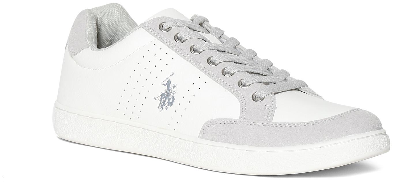 

U S Polo Assn White Suedette Panel Lace Up Sneakers Men White Slip-On Sneakers