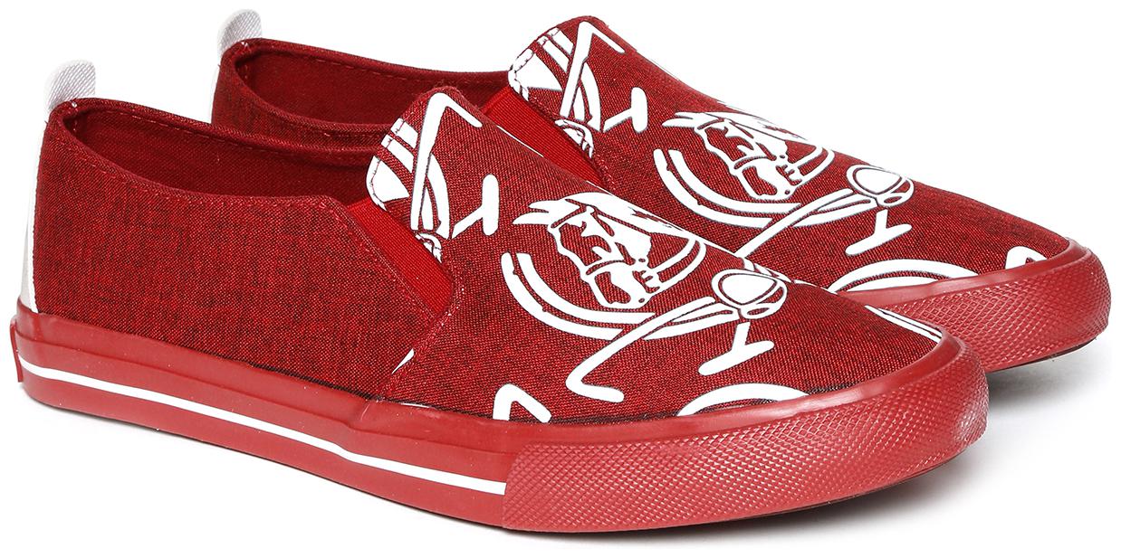 

U S Polo Assn Men Red Casual Shoes - PRINTED CANVAS SLIP ON SHOES - 2531801137