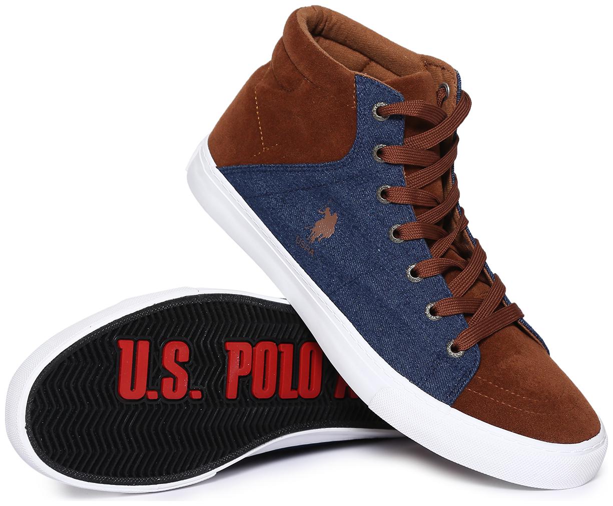 

U S Polo Assn Mid Top Colour Block Sneakers Men Brown Sneakers