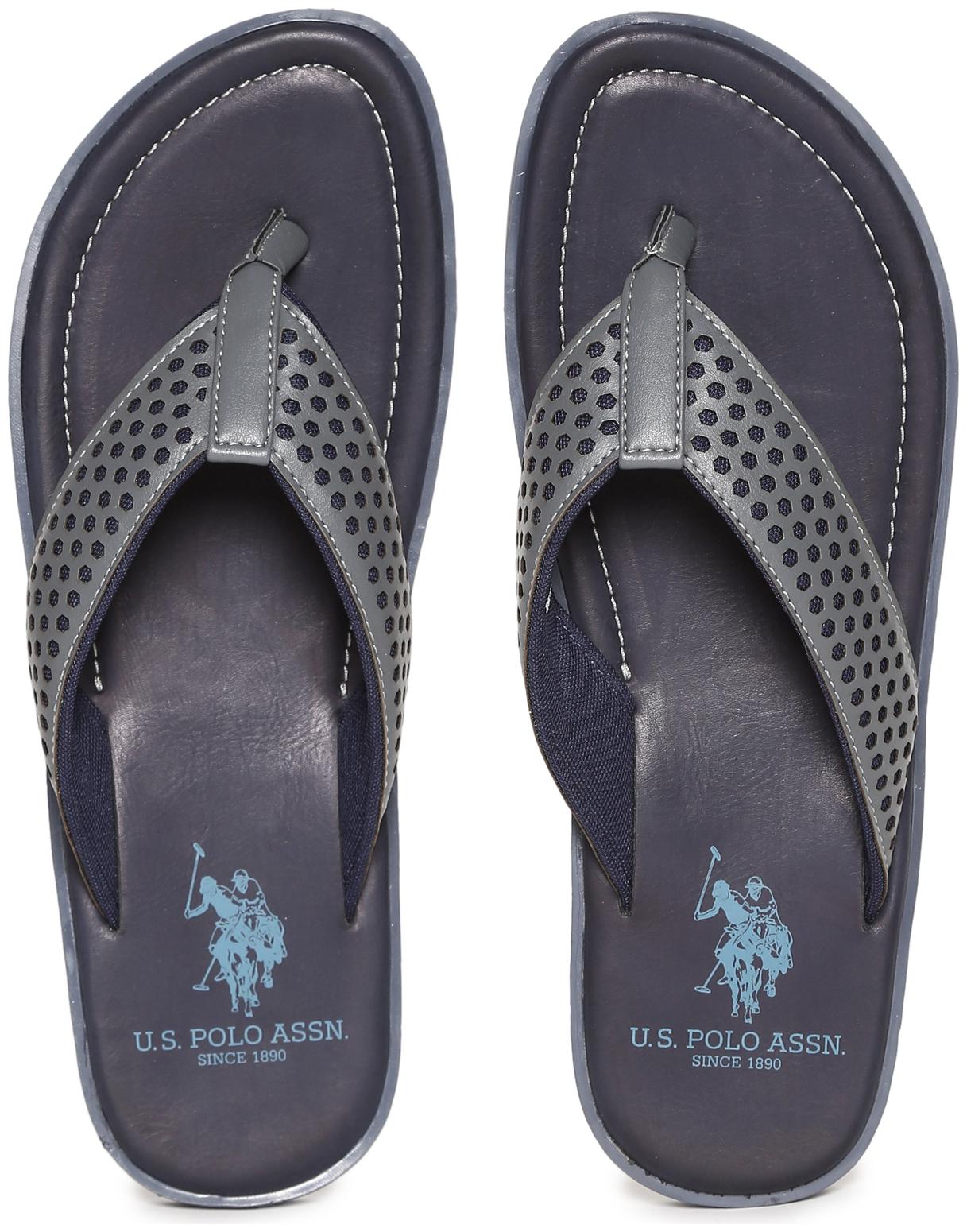 

U S Polo Assn Blue Lasercut V-Strap Sandals