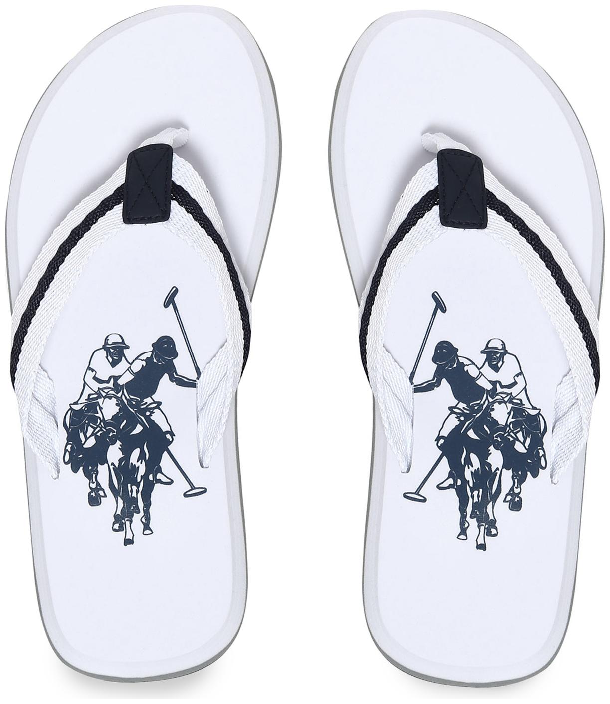 

U S Polo Assn White Broad V-Strap Printed Flip Flops