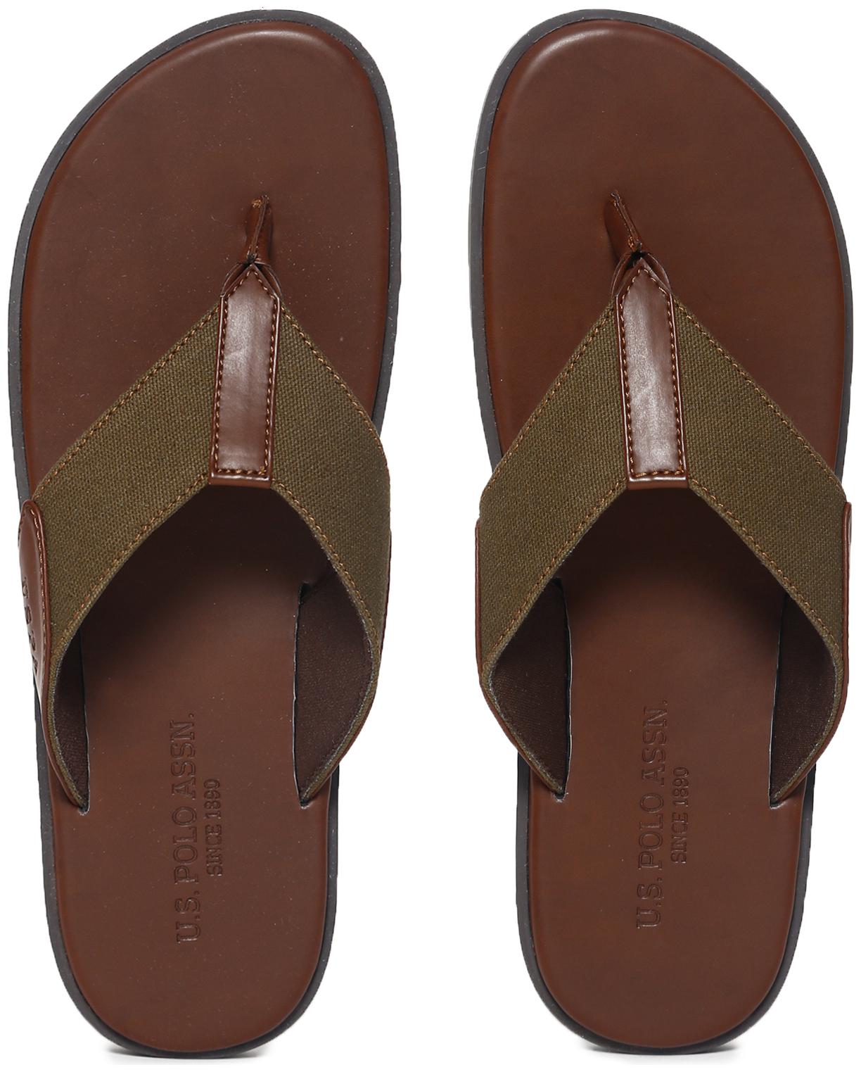 

U S Polo Assn Brown Colour Block V-Strap Flip Flops