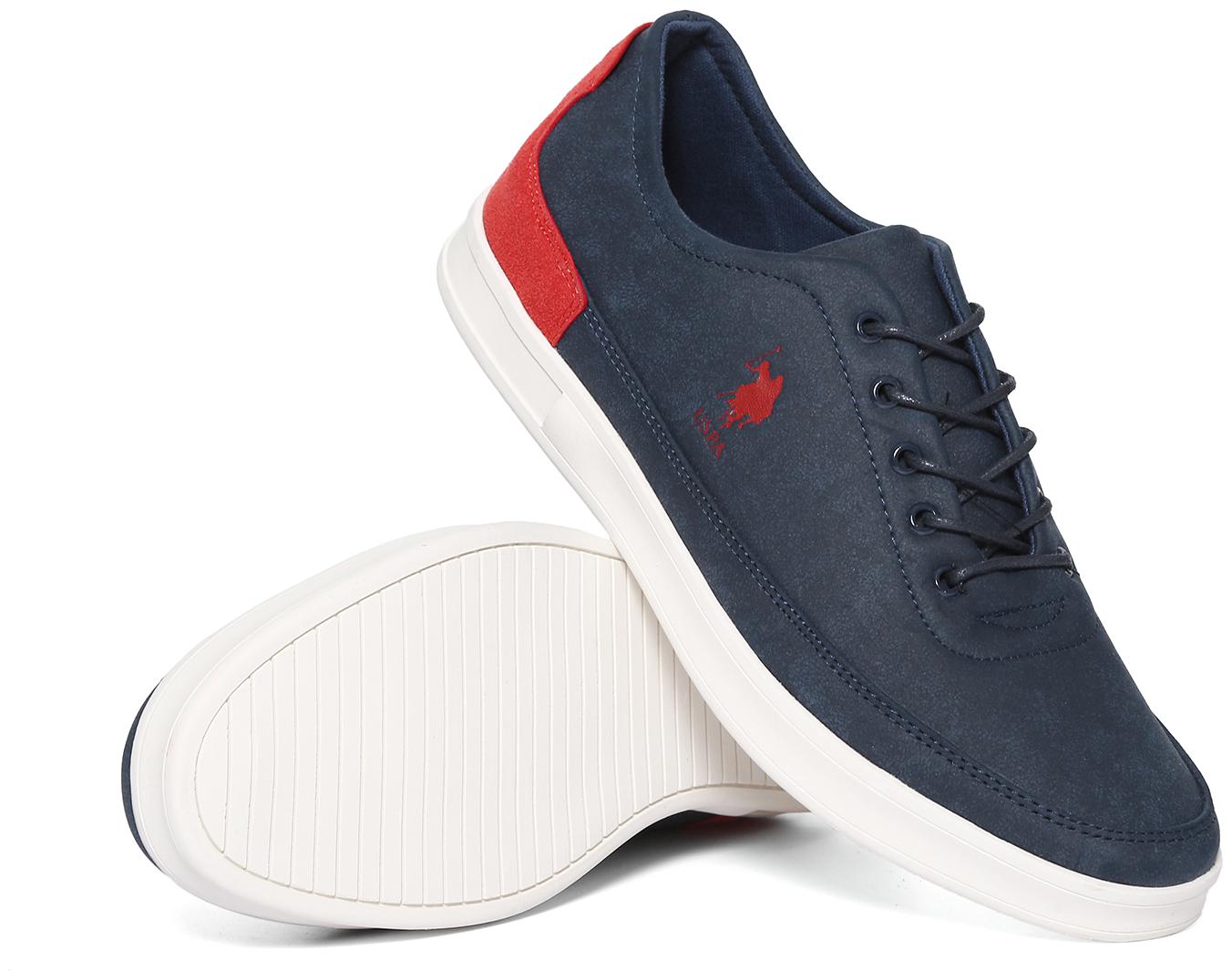 

U S Polo Assn Contrast Heel Lace Up Sneakers Men Blue Sneakers