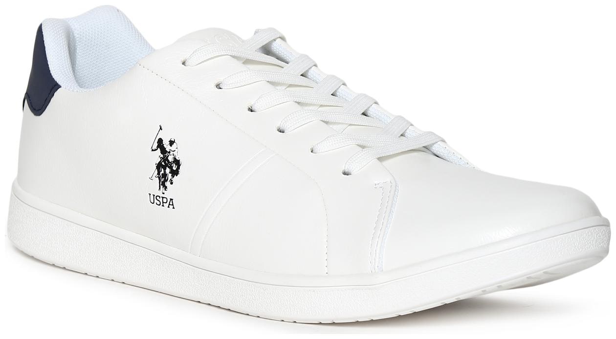 

U S Polo Assn White Round Toe Lace Up Sneakers Men White Sneakers