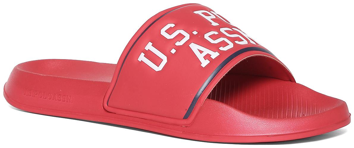 

U S Polo Assn Red Embossed Vamp Strap Slides