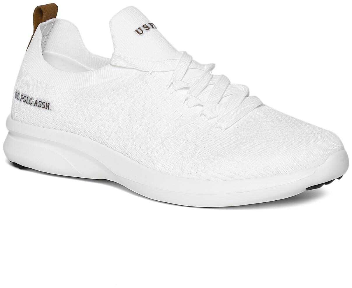 

U S Polo Assn White Patterned Mesh Knit Sneakers Men White Classic Sneakers - 2531924912