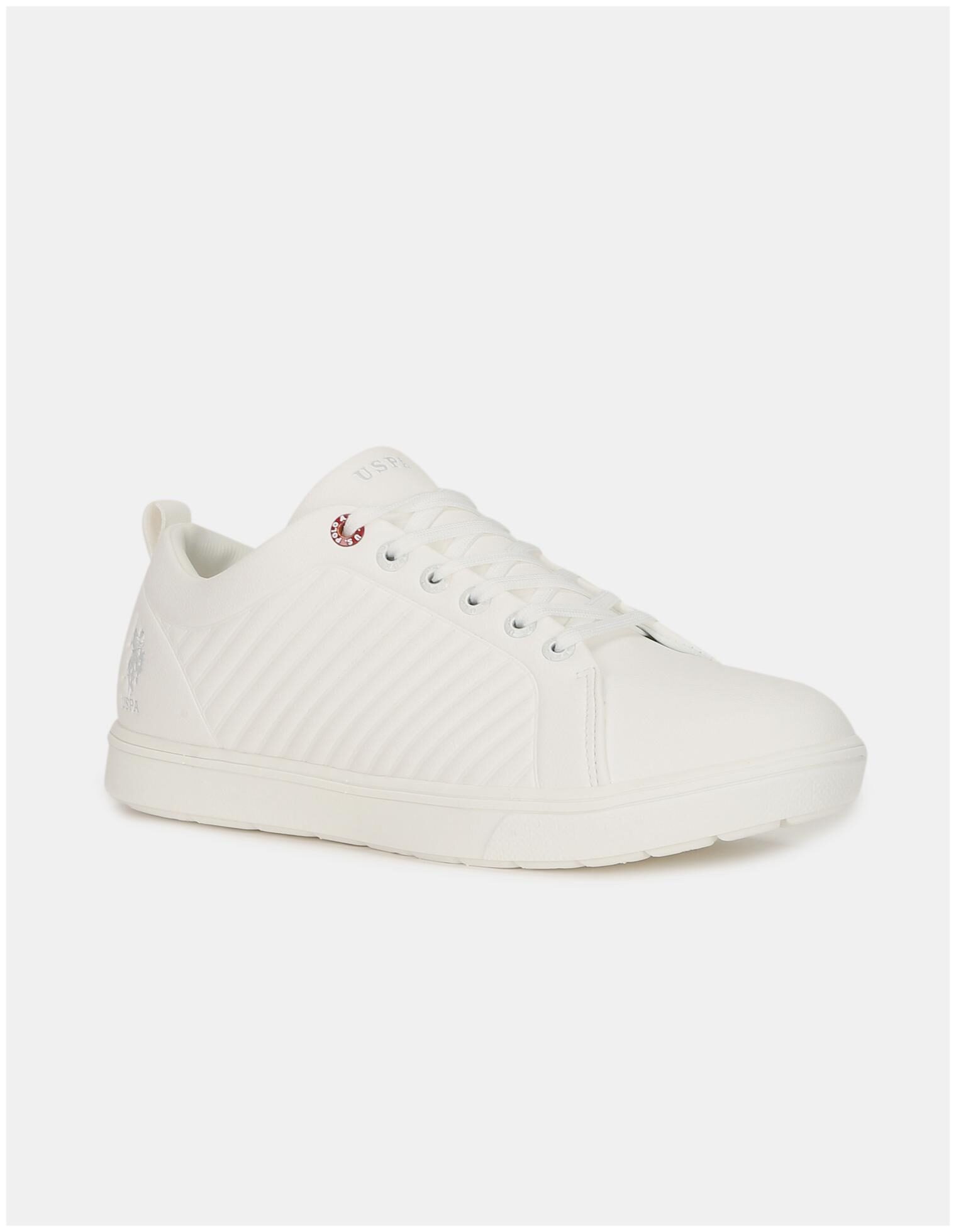 

U S Polo Assn White Low Top Textured Sneakers Men White Sneakers