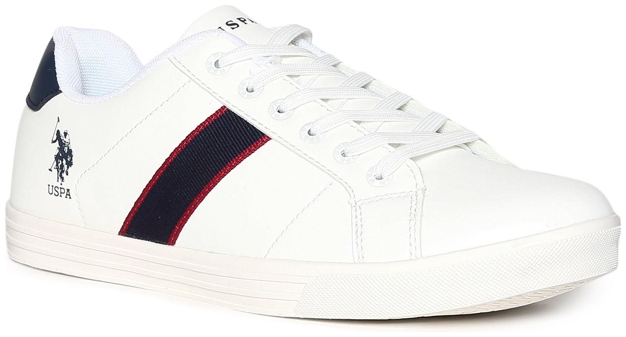 

U S Polo Assn White Panelled Mid Top Sneakers Men White Sneakers