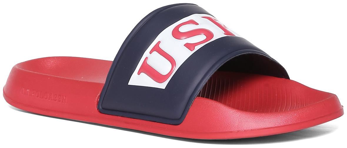 

U S Polo Assn Red Embossed Brand Strap Slides