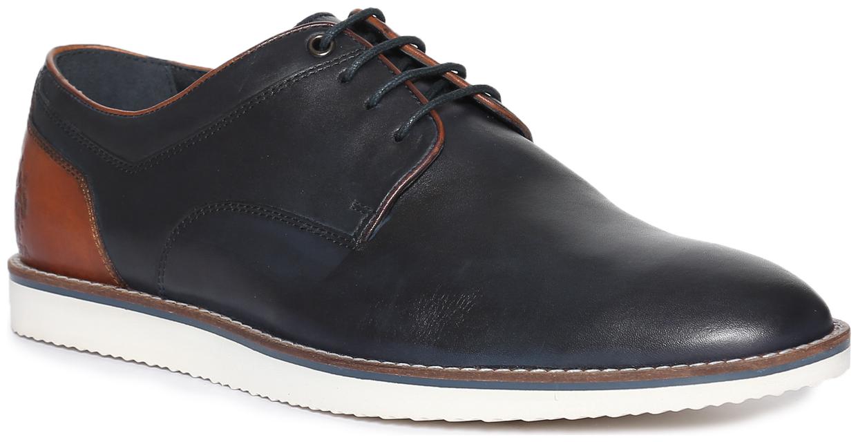 

U S Polo Assn Men Blue Casual Shoes - ROUND TOE LEATHER DERBY SHOES - 2531911779