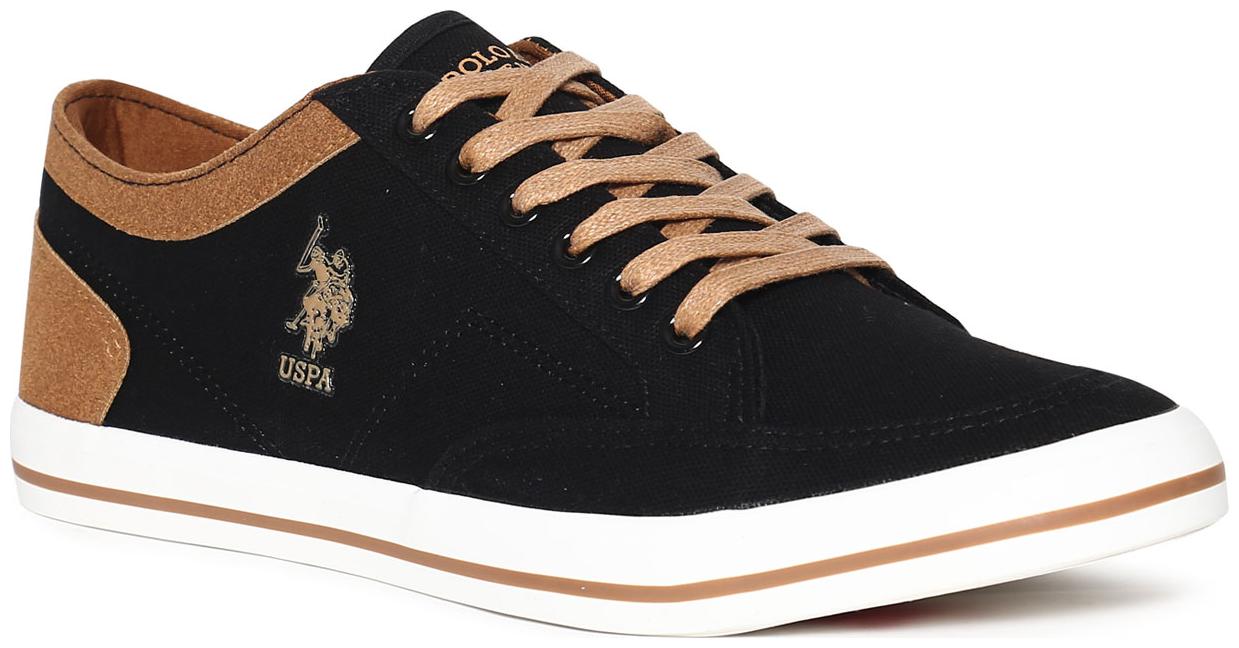 

U S Polo Assn Black Round Toe Panelled Sneakers Men Black Sneakers