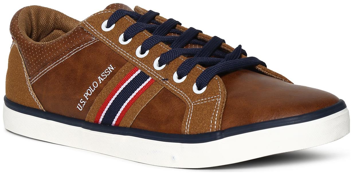 

U S Polo Assn Brown Perforated Panel Low Top Sneakers Men Brown Sneakers