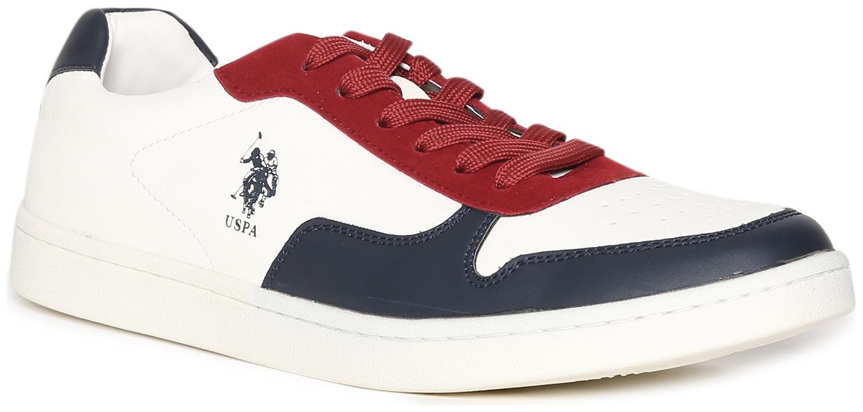 

U S Polo Assn White And Navy Low Top Colour Block Sneakers Men White Classic Sneakers - 2531930397