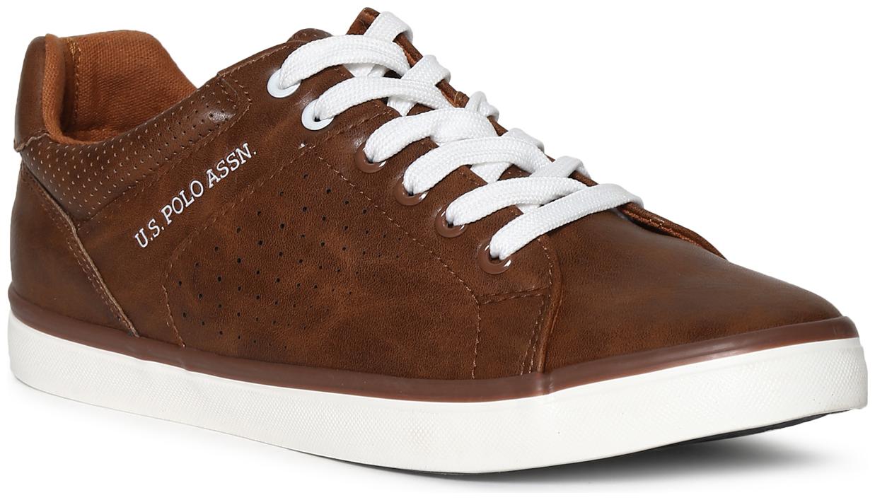 

U S Polo Assn Brown Perforated Panel Lace Up Sneakers Men Brown Sneakers