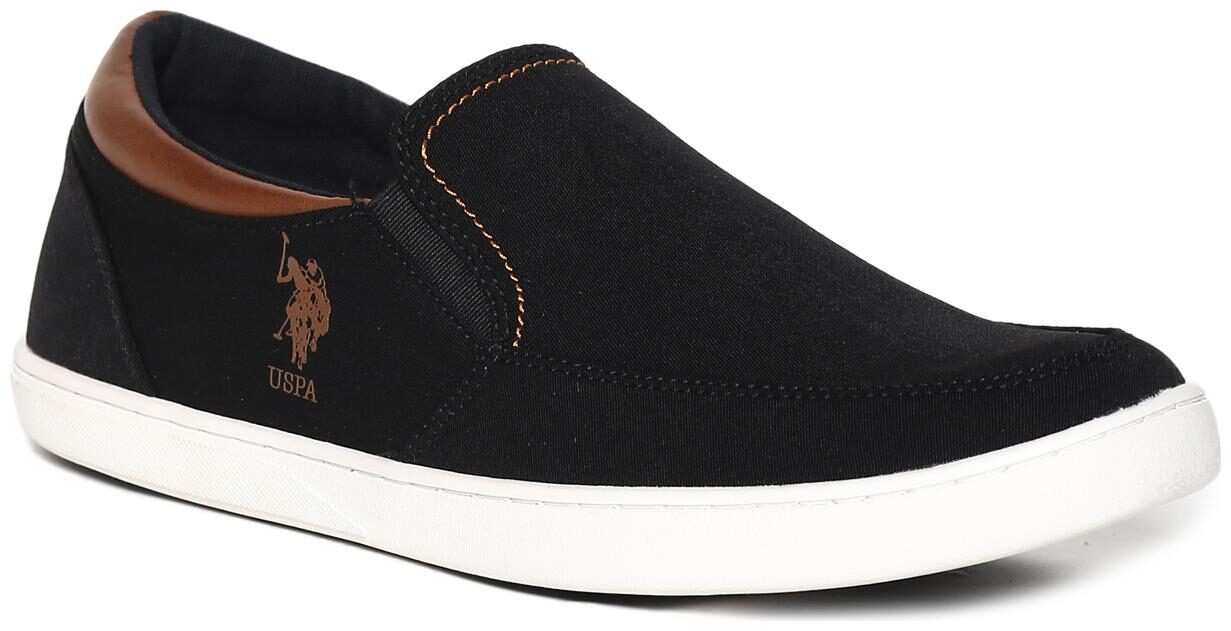 

U S Polo Assn Men Black Casual Shoes - BLACK LOW TOP SOLID SLIP ON SHOES - 2531916205