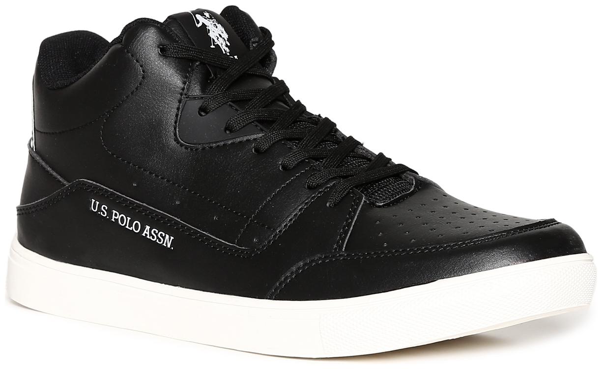 

U S Polo Assn Black High Top Perforated Sneakers Men Black Sneakers
