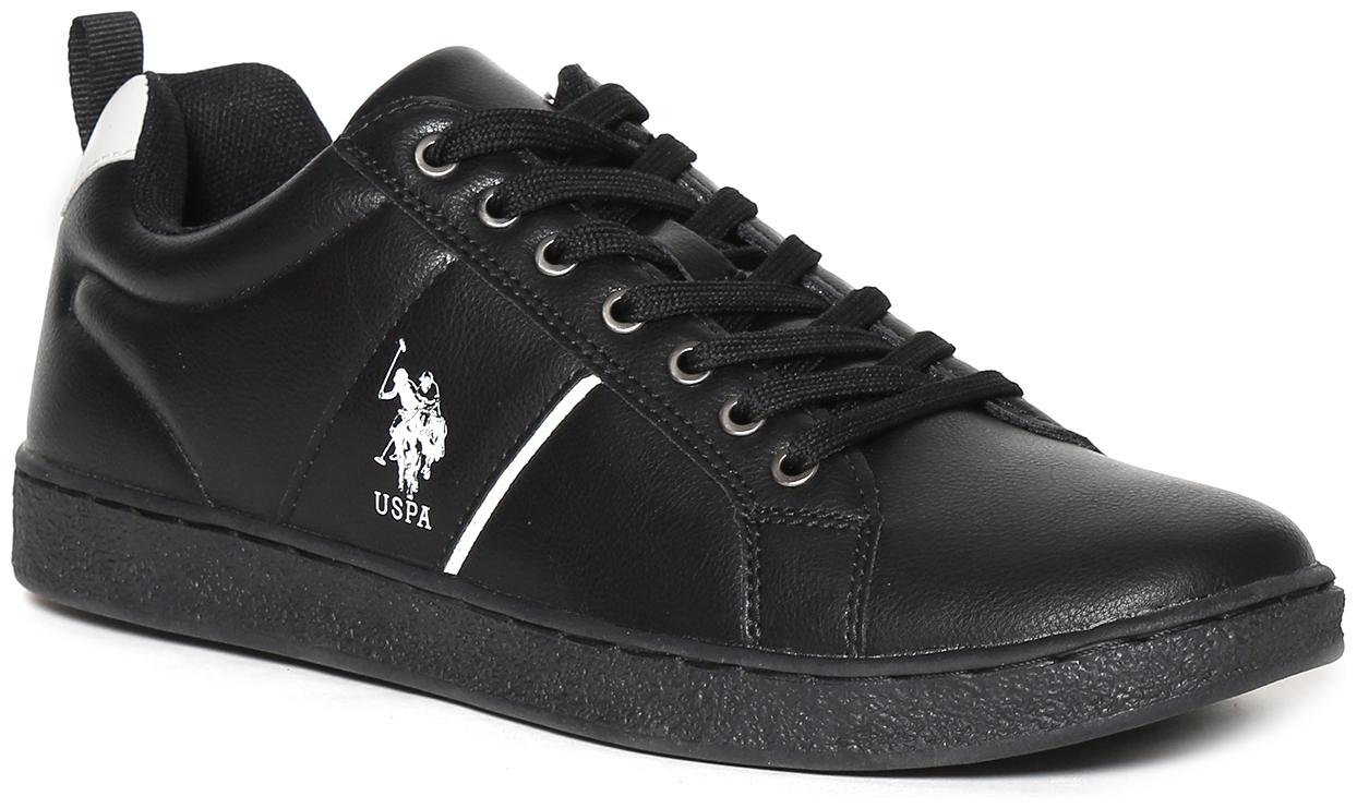 

U S Polo Assn Black Mid Top Lace Up Sneakers Men Black Sneakers