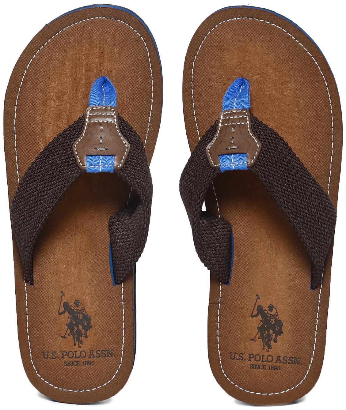 

U S Polo Assn Textile Brown Flipflop For Men(Brown Textile V-Strap Flip Flops)