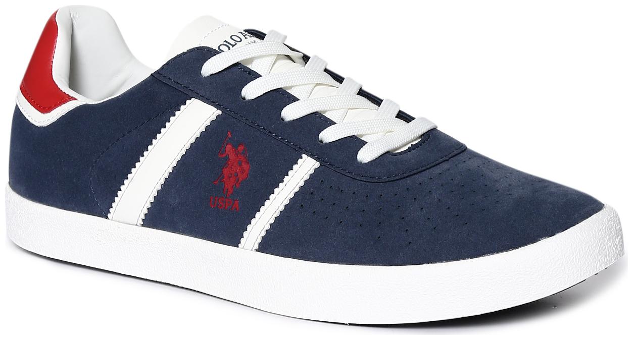 

U S Polo Assn Blue Round Toe Perforated Sneakers Men Blue Classic Sneakers - 2531931979