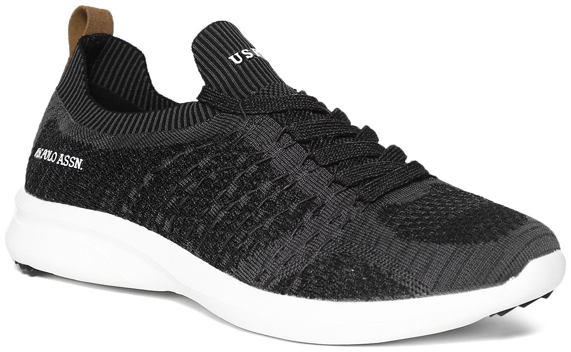 

U S Polo Assn Black Patterned Mesh Knit Sneakers Men Black Classic Sneakers - 2531924905