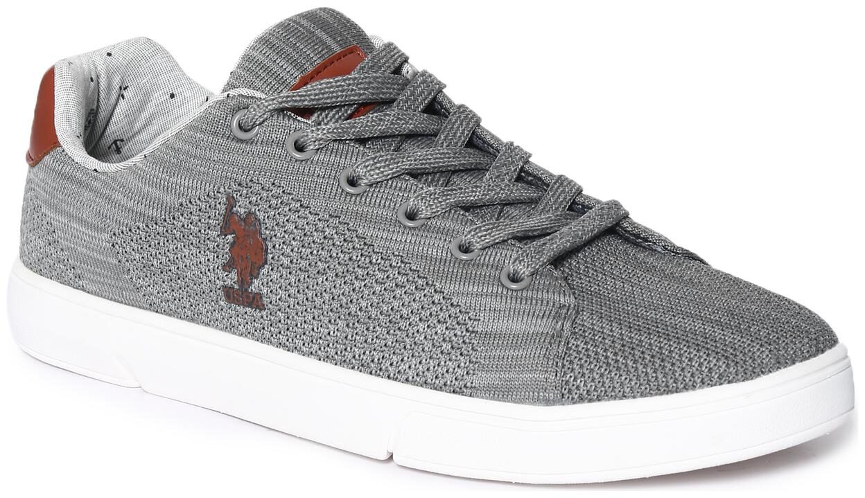 

U S Polo Assn Grey Low Top Knit Sneakers Men Grey Sneakers